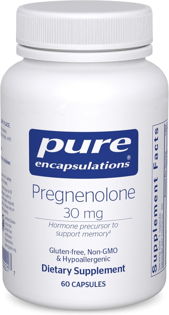 Pure Encapsulations Pregnenolone - 30 mg - Hormon Desteği - Memory Support & Brain Supplement - Gluten Free & Vegan - 60 Capsules