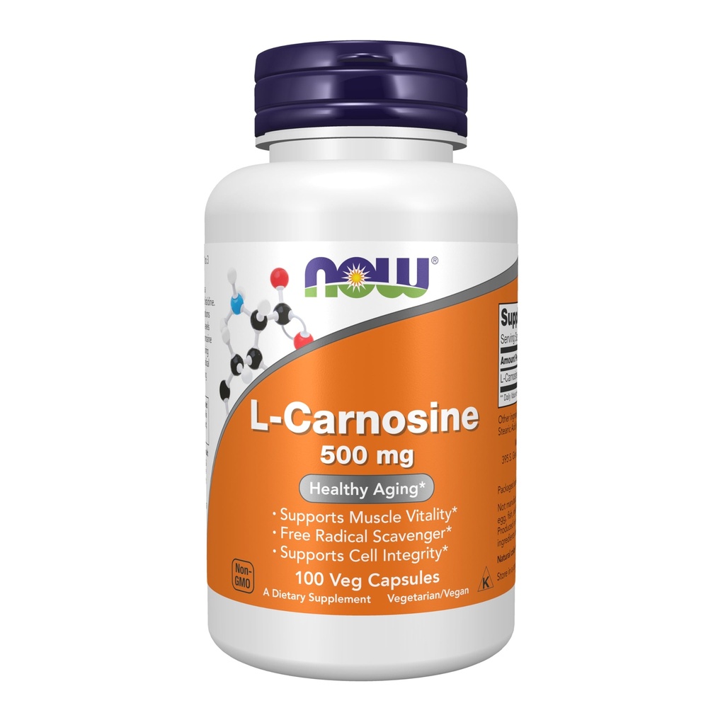 Şimdi Gıdalar Tamamlıyor, L-Carnosine (Beta-Alanyl-L- Histidine) 500 mg, Sağlıklı Ağlama, 100 Veg Capsules