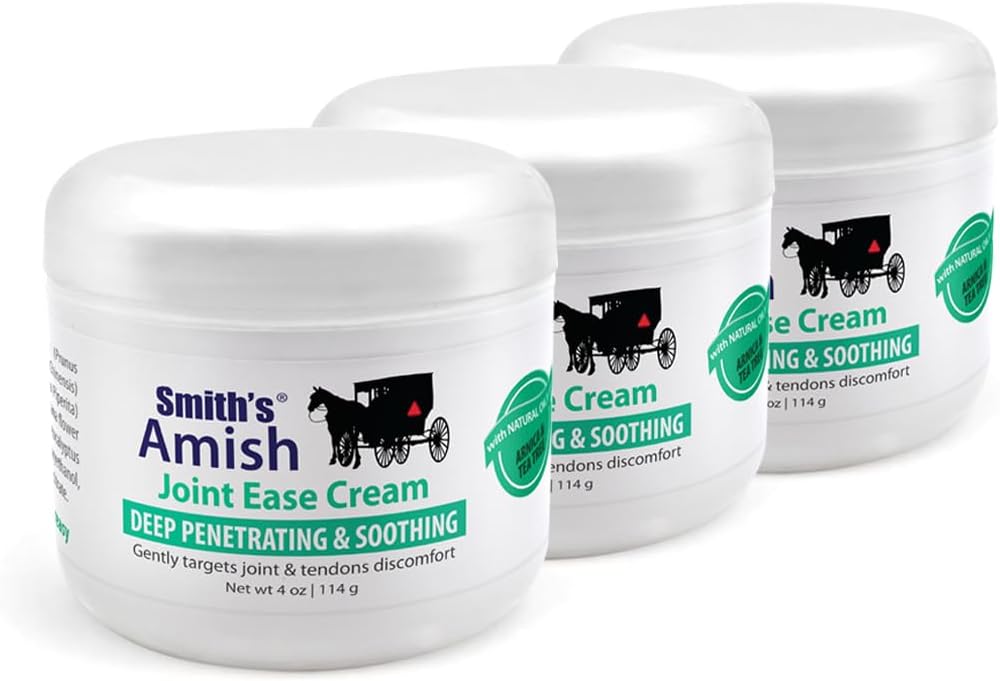 Smith'in Amish OrtakEase Soothing Cream 3 Pack (Üç oz Jars) Arnica, Çay Ağacı, Eucalyptus, Peppermint ve Rosemary