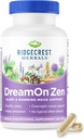 Ridgecrest Herbals DreamOn Zen, Sleep Support Supplement, Melatonin Free, Magnezyum, 5-HTP, Lavender, Chamomile, Valerian, Lemon Balm Yetişkinler ve Çocuklar için 12+ (60 Caps, 30 Serv)