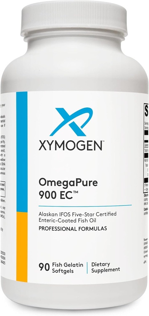 XYMOGEN OmegaPure 900 EC - Alaskan IFOS Five-Star sertifikalı Omega 3 Fish Oil - EPA DHA Fish Oil Supplement- Supports Cardiovascular ve Beyin Sağlığı (90 Enteric-Coated Softgels)