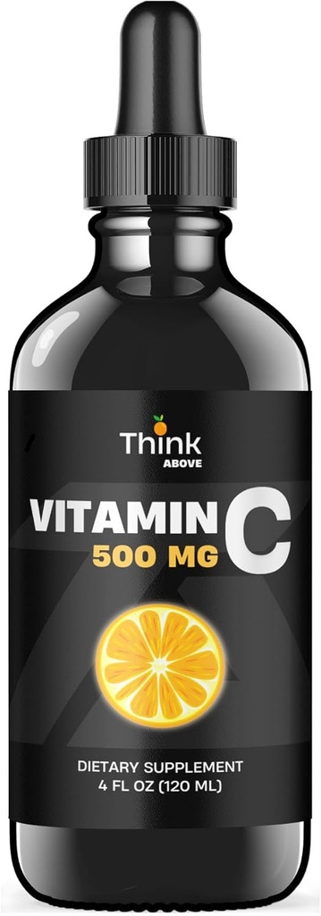 Liquid Vitamin C - High Dose - Vitamin C Drops - for Adults and Kids - 500 mg - Liquid VIT C - Non GMO - Vitamin C Liquid Supplement (4 fl oz 120 ml)