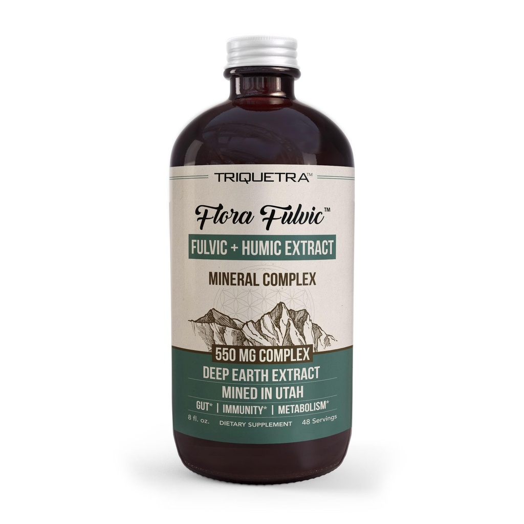 Flora Fulvic | Fulvic Acid + Humic Acid Kompleksi – 550 mg | Utah'da Mined, Prehistoric Deep Earth Extract | Immunity, Gut, Digestion – Natural Trace Mineral Kompleksi, Fulvic Acid Supplement – 8 fl oz.