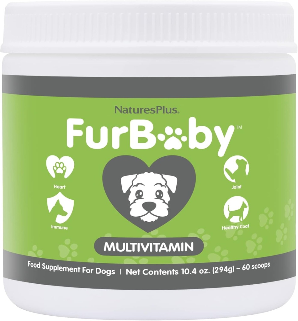 NaturesPlus FurBaby Multivitamin for Dogs - 10.4 oz - Ortak Sağlık Destekleri, Immune Function, Sağlıklı Ön & Enerji Üretimi - Non-GMO - 60 Hizmetler