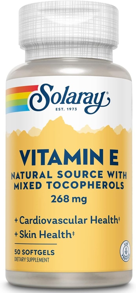 Solaray Vitamini E d-Alpha Tocopherol 268 mg (400 IU) | Heart & Skin Health, Antioksi Activity Support (50 Count)