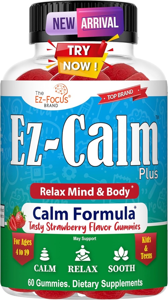 Yaşlılar için Ashwagandha Gummies - Calm Sleep Gummies - Natural Focus Gummies with Ashwagandha Root Extract - Ashwagandha Supplement for Sleep Stress Balance - 60 Vegan Sugar Free Chews