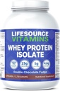 LifeSource Vitamins 6 λίβρες - ΗΠΑ Γαλακτοκομικές αγελάδες Grass Fed Whey Protein Isolate - Διπλή σοκολάτα Fudge γλυκασμένη w/Stevia