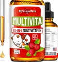 Köpekler için çok fazlavitamin - Kapalı Kediler Için Çokvitaminler - 10in-1 Sıvı Köpek Vitaminleri B Kompleksi, C, D3 – Digestion, Urination, Hip & Ortak, Skin & Coat – Cranberry Flavor – 2 Oz