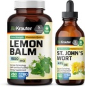 BIO KRAUTER Lemon Balm 250 Capsules & St. John's Wort Tincture 4 Fl. Oz.