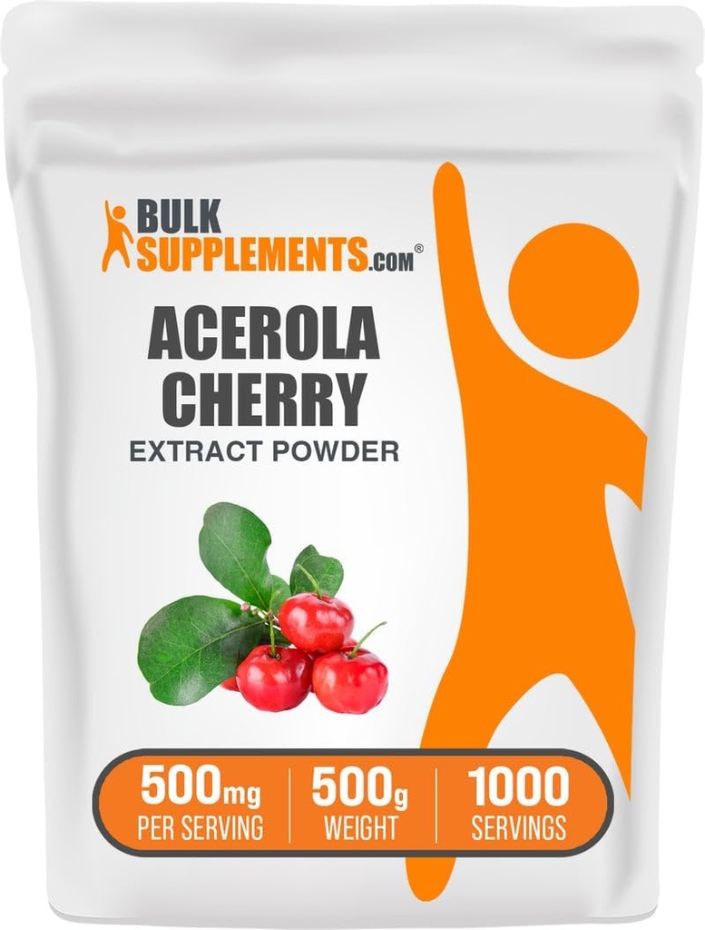 BulkSupplements.com Acerola Cherry Extract Powder - Natural Vitamin C Supplement, Acerola Cherry Powder - Vegan & Gluten Free, 500mg ανά Serving, 500g (1.1 lbs) (Συσκευασία των 1)