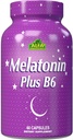 ALFA VITAMINS Melatonin Plus B-6 Supplement with 5MG Sleep Cycle Regulation - Cardiovascular Health - Immune System - 60 Capsules