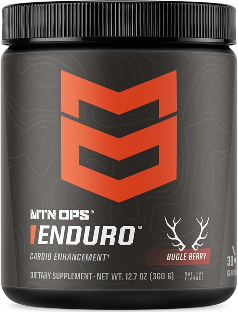 MTN OPS Enduro Nitric Oxide Supplement & Stim-Free Pre Workout - 30 Servings - with Magnesium Citrate, Beet Root Powder, Niacinamide, L Arginine & L Citrulline - Bugle Berry Flavor