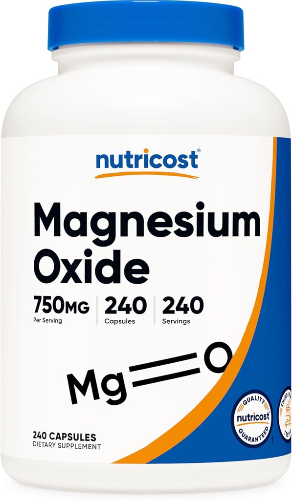 Nutricost Magnezyum 750 mg, 240 Capsules - 420 mg Magnezyum, Non-GMO, Gluten Free