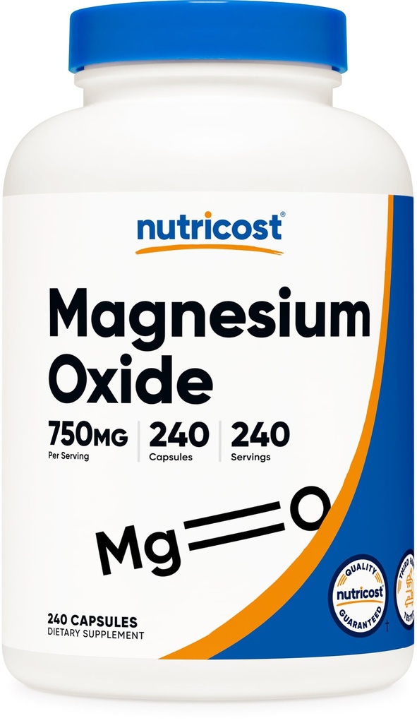 Nutricost Magnezyum 750 mg, 240 Capsules - 420 mg Magnezyum, Non-GMO, Gluten Free