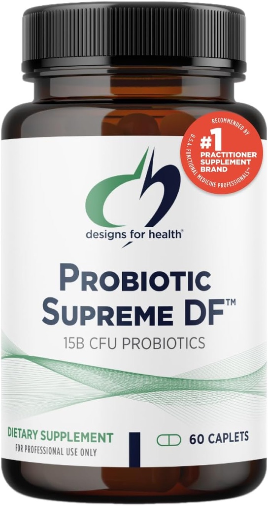 Σχέδια για την υγεία Probiotic Supreme DF - 15 δις CFU Προβιοτικό χωρίς γαλακτοκομικά προϊόντα με Acidophilus + Bifidobacterium Longum, GI + συμπλήρωμα ανοσοποίησης ή ενήλικες, άνδρες + γυναίκες (60 Caplets)