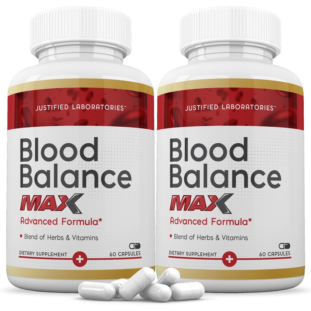 Justified Laboratories (2 Pack Blood Balance Max 1295MG Formula Supplement Pills 120 Capsules
