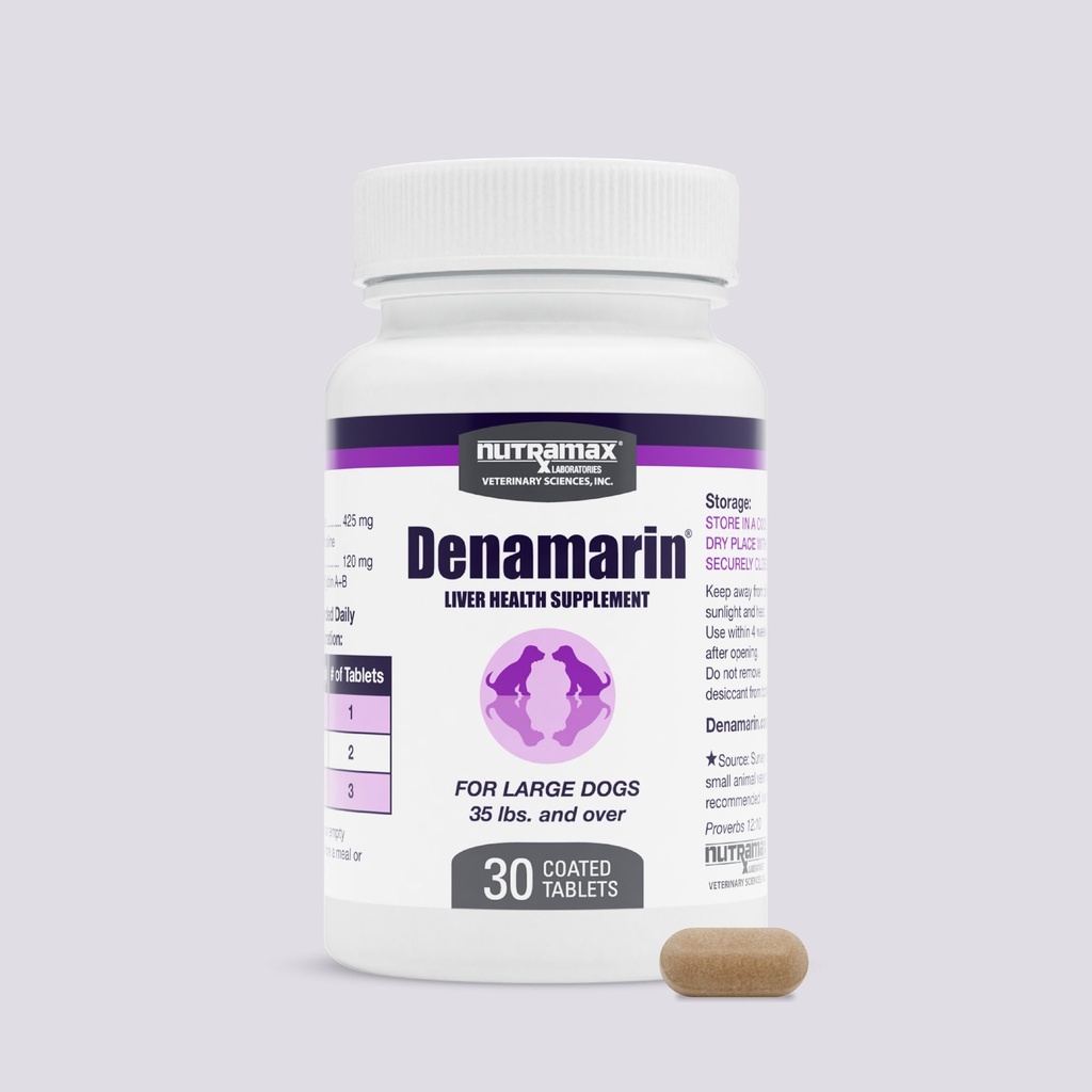 Nutramax Laboratories Denamarin Συμπλήρωμα Ηπατικής Υγείας για Μεγάλα Σκυλιά - Με S- Adenosylmethionine (SAMe) και Silybin, 30 δισκία (πακέτο του 1)