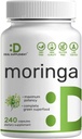 Moringa Capsules 9,000 mg Herbal Equivalent, 240 Capsules - 4 Ay Supply - maksimum Potency Pure Moringa Leaf Ekstra - Enerji için Yeşil Superfood Supplement, Skin & Immune Health Support