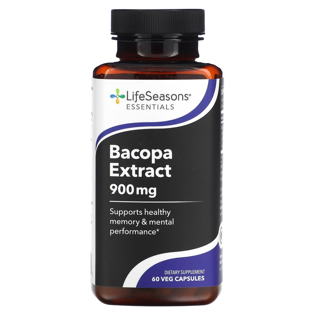 Yaşam Sezonları Temelleri - Bacopa Ekstraksiyonu - Destek Memory & mental Focus - Sağlıklı Stres Cevaplarını Teşvik Ediyor - 900 mg Kişi - 60 Capsules