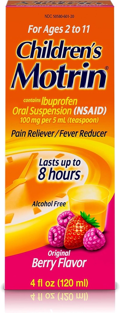 Motrin Παιδική Ibuprofen στοματική αναστολή Αρχική γεύση μούρου - 4 oz, συσκευασία των 3