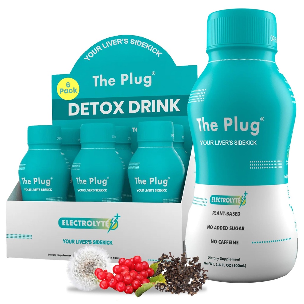 Plug Liver Cleanse Detox & Tamir - Bitki Liver Support & Health, Bloating Relief, Restore Antisoxy & Minerals | Liver Kompleks Enerji İçgörü (6-Pack)