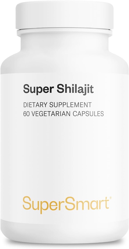 Supersmart - Super Shilajit 500 mg per Day (High Potency) - PrimaVie Shilajit Supplement - Himalaya, Purified & Organic Shilajit | Non-GMO & Gluten Free - 60 Vegetarian Capsules