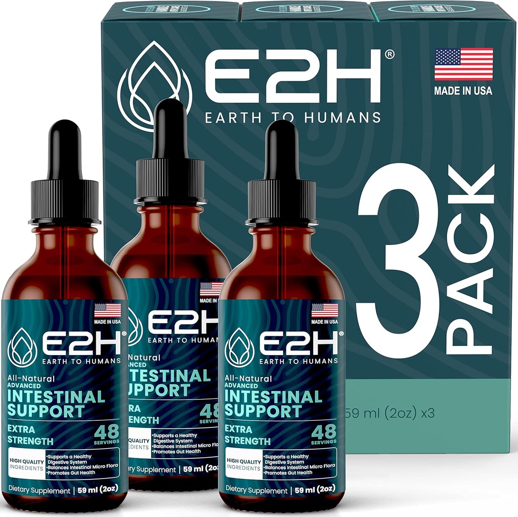 E2H Advanced Intestinal Support - Supports Intestinal Balance and Gut Health -Wormwood and Black Walnut Extract - Non-GMO, Vegan - (3 Şişeler)