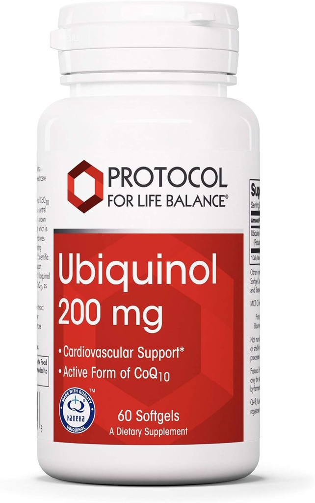 ΠΡΩΤΟΚΟΛΛΟ ΓΙΑ ΖΩΗ ΥΠΟΛΟΙΠΟ Ubiquinol 200mg - Bioδιαθέσιμο CoQ10 Softgels - Υποστήριξη για την Υγεία της Καρδιάς - Οξειδωτικό στρες Quencher - Χωρίς σόγια & Γαλακτοκομικά - 60 Softgels