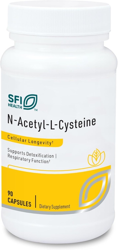 Klaire Labs SFI Health N-Acetyl-L-Cysteine 500mg - Amino Acid Glutathion Precursor NAC - Συμπλήρωμα για την υποστήριξη Cellular Antioxidant Protection - Hypoallergenic, Soy-Free, Corn-Free (90 Κάψουλες)