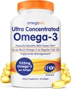 OmegaVia Ultra Yoğun Omega 3 Fish Oil Burpless, 60 Softgels, Triple Strength Omega 3 Fish Oil Supplements, 1135 mg Pure Omega3, No Fishy Burps, High EPA DHA DPA, IFOS 5Star