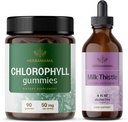 HERBAMAMA Chlorophyll and Milk Thittle Kit - Συσκευασία των 50 mg Chlorophyl Gummies & Milk Thittle Extract Βάμμα 4 fl oz - Vegan, Μη ΓΤΟ, Ζάχαρη & Αλκοόλ- Δωρεάν - 2 Συσκευασία