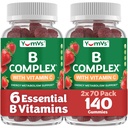 B Complex Gummies with Vitamin C – Great Tasting 1 a Day Energy & Nury System Support for Adults – Vegan, Kosher, Non-GMO Vitamin B Complex Gummies with B12, B6, & Follic Acid – 70 Count (2 Pack)
