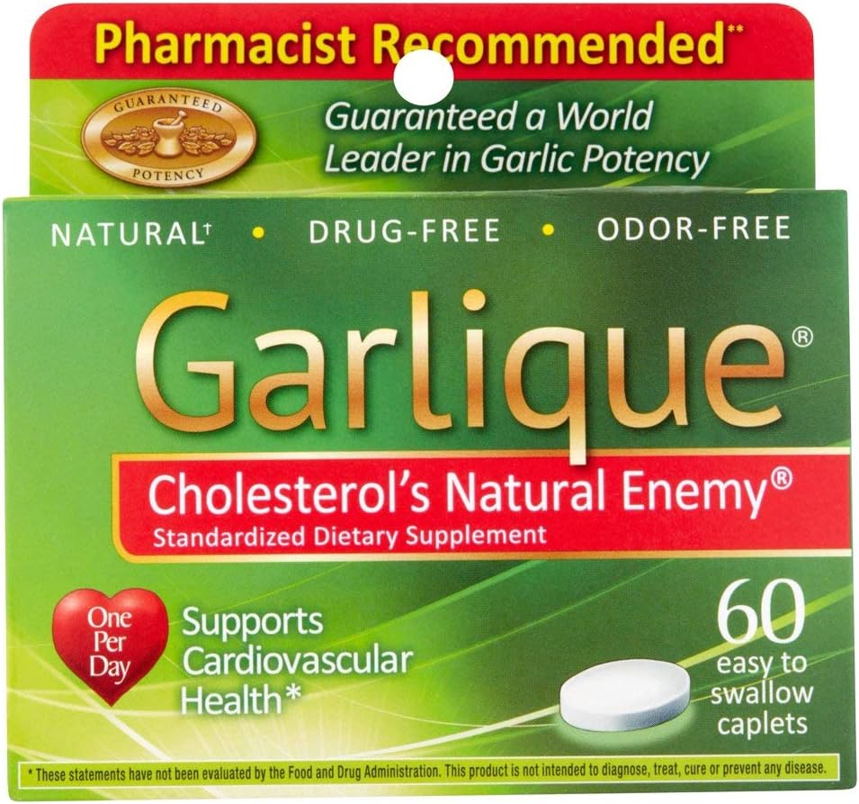 Garlique Healthy Cholesterol Formula με 5000 mcg Allicin, 60 Enteric Coated Caplets (Pack of 3)