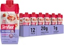 SlimFast Protein Shake, Strawberry- 20g Protein, Αντικατάσταση γεύματος Shake Ready to Drink, High Protein with low Carb and low Sugar, 24 Βιταμίνες και Ορυκτά, 12 Count (Pack of 1) (Packing May Vary)