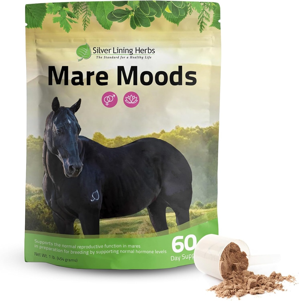 Silver Lining Herbs Mare Moods Horse Calming Supplement - Doğal Hormon Denge ve Atlar için Calm - Mood & Reproductive Support - 1 lb 60-Day