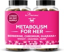 Metabolism for Her - Kadınlar için Appetite & Metabolism Desteği - Curb Cravings, Caloric Intake & The Feelings of Fullness - Berberine, Chromium Picolinate & Guarana - 120 Veg Capsules