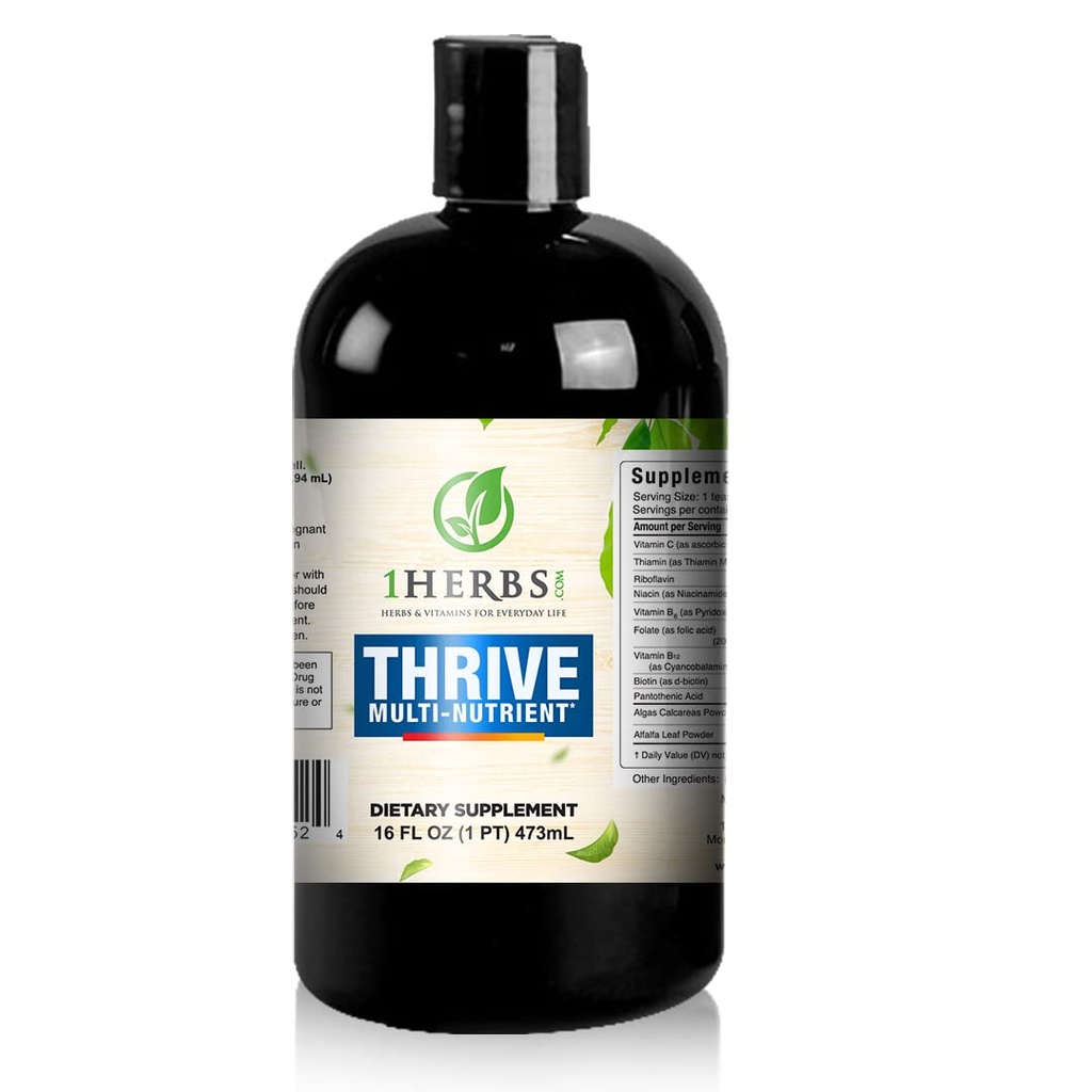 Thrive Multi-Nutrient Sıvı - Sıvı Vitamin C ve Vitamin B Kompleksi ile Alkol Ücretsiz Günlük Multivitamin - Immune Desteği için Vital Nutrients, Beyin Destek ve Saç Skin Nails, 16 Fl Oz