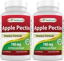 Best Naturals Apple Pectin 700 mg - Διαιτητική Fiber - Εντερική Υποστήριξη - 120 κάψουλες (120 κόμης (πακέτο του 2)