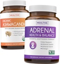 Ashwagandha & Adrenal (2-Month Supply) Adrenal Balance Pack - Organic Ashwagandha Φυσική Adrenal & Cortisol Υποστήριξη (120 Caps) & Adrenal System & Cortisol Manager L-Tyrosine Fatigue Υποστήριξη (120 Cap)