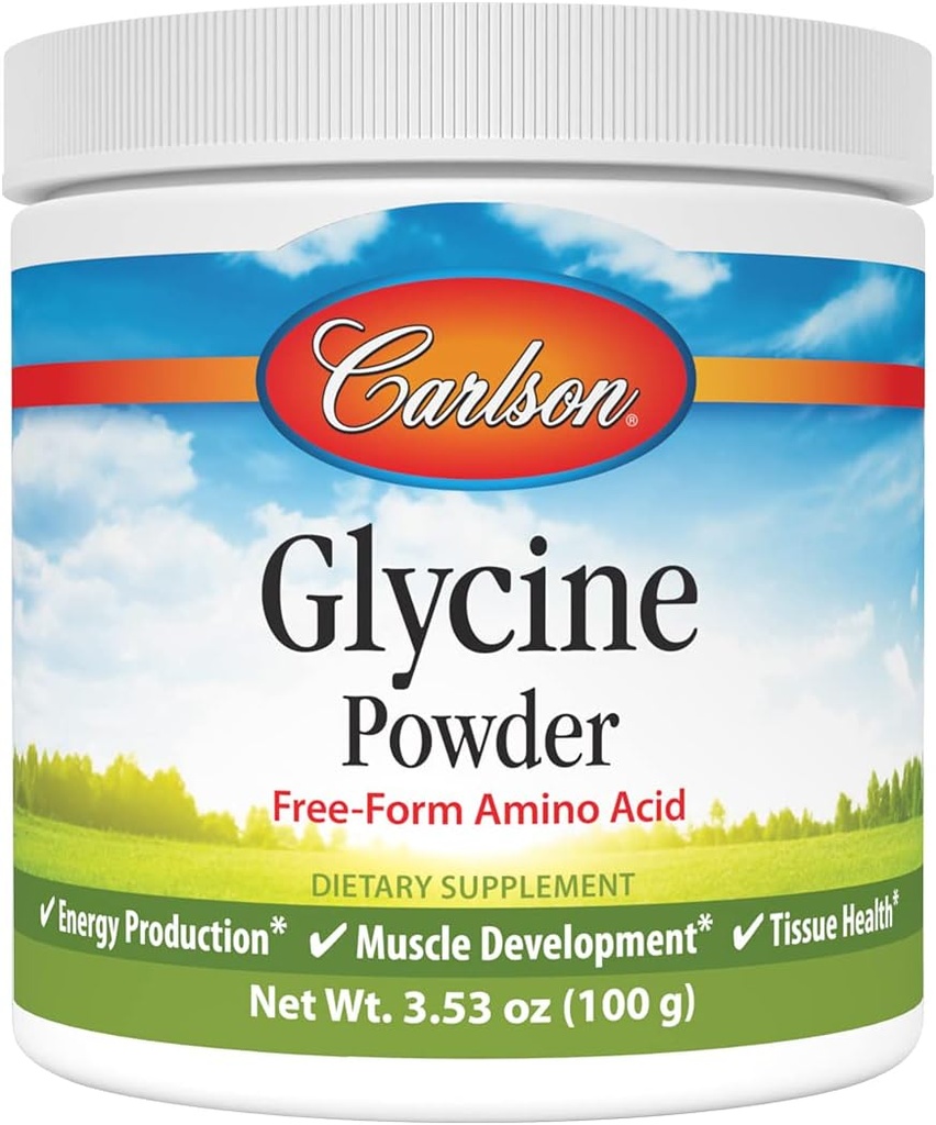 Carlson Glycine Toz 2000 mg, Enerji ve Kas Desteği için Amino Asit Supplement, 3.53 oz (100 g)