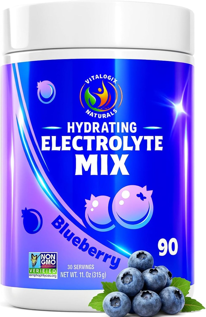 Blueberry Hydration Toz – Zero Sugar Electrolyte Drink Mix | 90 Servisler | Keto, Vegan, Kas Kurtarma için Doğal Elektrolytes, Enerji, Cramp Relief | for Women, Runners