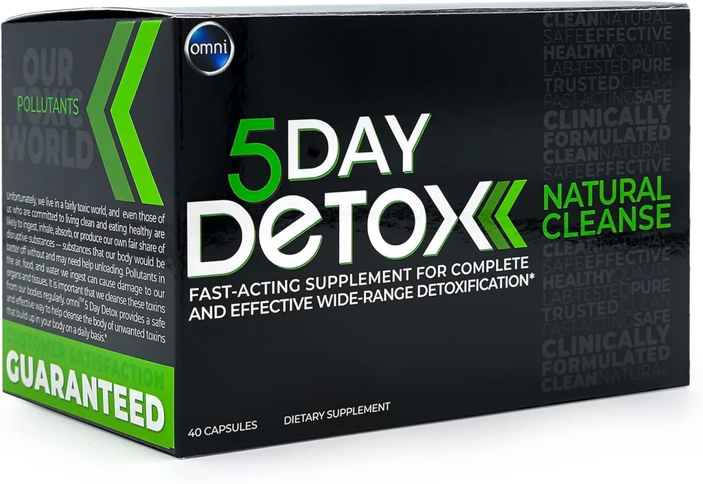 Wellgenix Omni 5 Day Detox Cleanse - Premium Natural Body Detox Supplement, 40 Κάψουλες για αφαίρεση τοξίνης, Ολική Εκκαθάριση Σώματος, Υποστηρίζει Υγιεινό Ήπαρ, Νεφροί, Ουρολοίμωξη, & Πειθιστικό Σύστημα