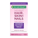 Nature's Bounty Advanced Hair, Skin & Nails, Argan-Infüzyon Vitamin Supplement with Biotin and Hyaluronic Acid, 150 Hızlı Yayın Softgels, 50 Toplam Hizmetler