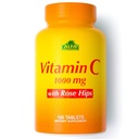 ALFA VITAMINS Βιταμίνη C με Rose HIPS με 1000 mg Βιταμίνη C ανά Σερβίρισμα - Αντιοξειδωτικό & Ανοσοποιητική Υποστήριξη + Υποστηρίζει Υγιεινό Δέρμα & αρθρώσεις - Μη ΓΤΟ, Vegan, Χωρίς Γλουτένη, Γαλακτοκομικά Χωρίς - 100 Tabletισκία