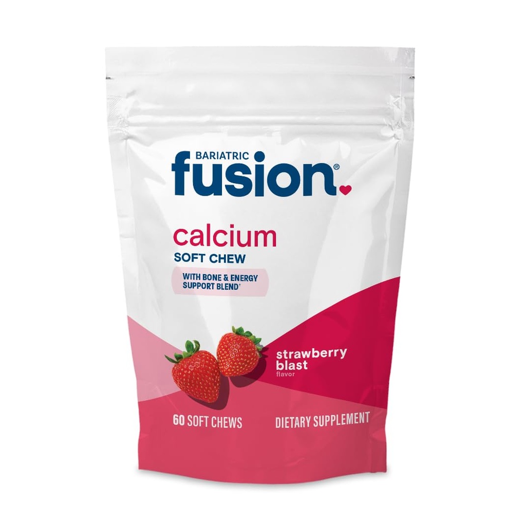 Bariatrik Fusion Bariatrik Kalsiyum Supplement Chews | Vitamin D3 Bariatrik Vitamini | Sugar Free Chewable | 500 mg | Strawberry | 60