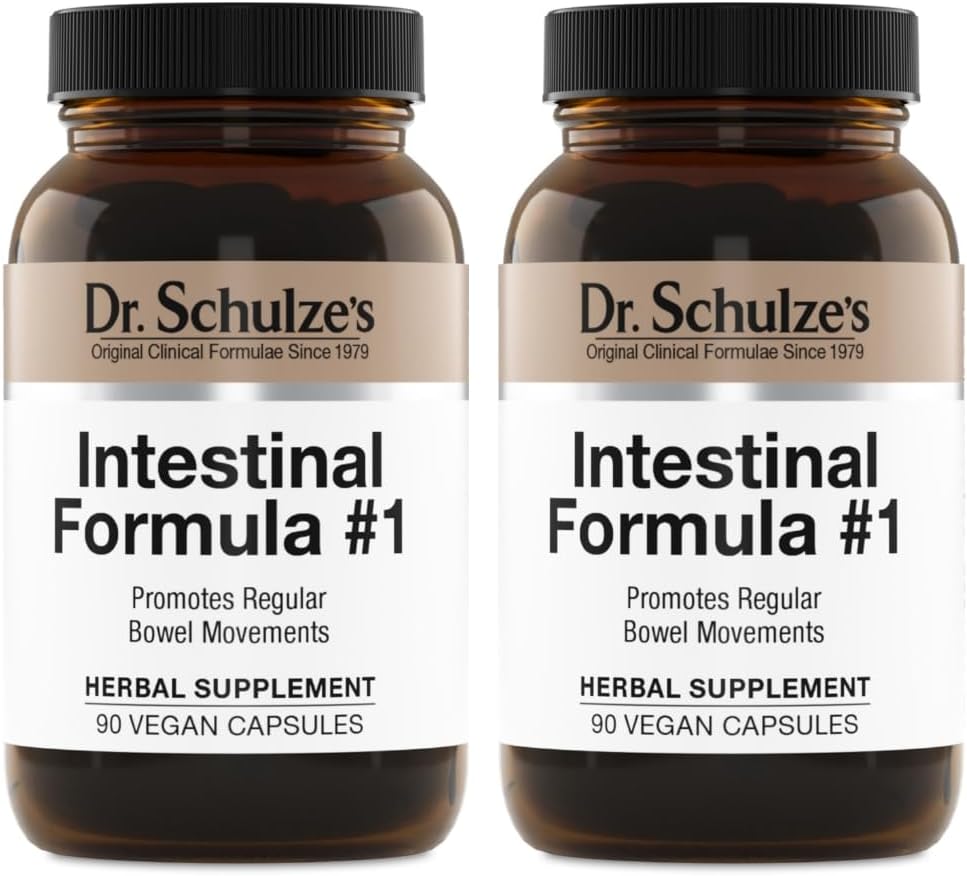 Dr. Schulze'nin Intestinal Formula #1 - Bowel Movement Supplement for Colon Health Support - Bloating & Constipation Aid - Intestinal Cleanse - All- Natural - Plant-Based - Vegan - 90 Count (2 Pack)