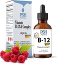 Premium PSH B Complex Liquid Drops with B12 - Natural Energy Booster - USA Made Supplement for Energy and Focus Stress Relief and Energy and Immune Support - 2 fl oz