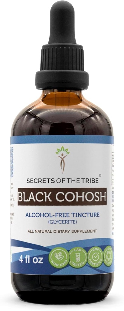 Tribe Black Cohosh Tincture Alkol-Free Extract'ın Sırları, Yüksek Lisans Herbal Drops, Tincture Made from Responsibly farmed Black Cohosh (Cimicifuga Racemosa)