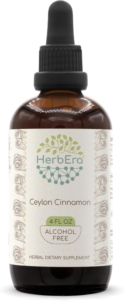 Ceylon Cinnamon B120 εκχύλισμα χωρίς αλκοόλη Βάμμα βοτάνων, συμπυκνωμένο υγρό σταγόνες Φυσική κανέλα (Cinnamomum Verum) (4 fl oz)