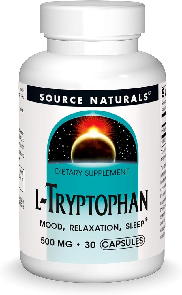 Kaynak Naturals L-Tryptophan, Mood, Relaxation ve Sleep*, 500 mg - 30 Capsules